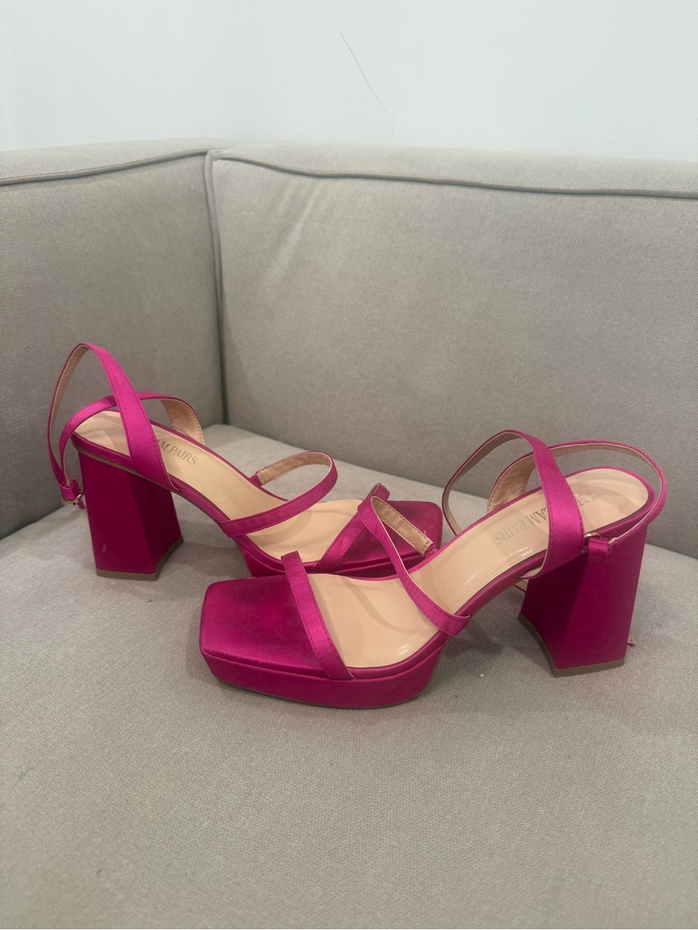 Dream Pairs Bright Pink Strappy Block Heel Sandals Women’s Heels